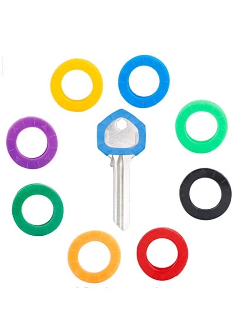 Small Key Covers Tags, Bright Colored Key Caps Silicone Key Covers Elastic Key Tags Key Identifier Coding Rings, 0.8 Inch Dia Key Identifiers, 24PCS in 8 Colors Mixed Color - Image 1